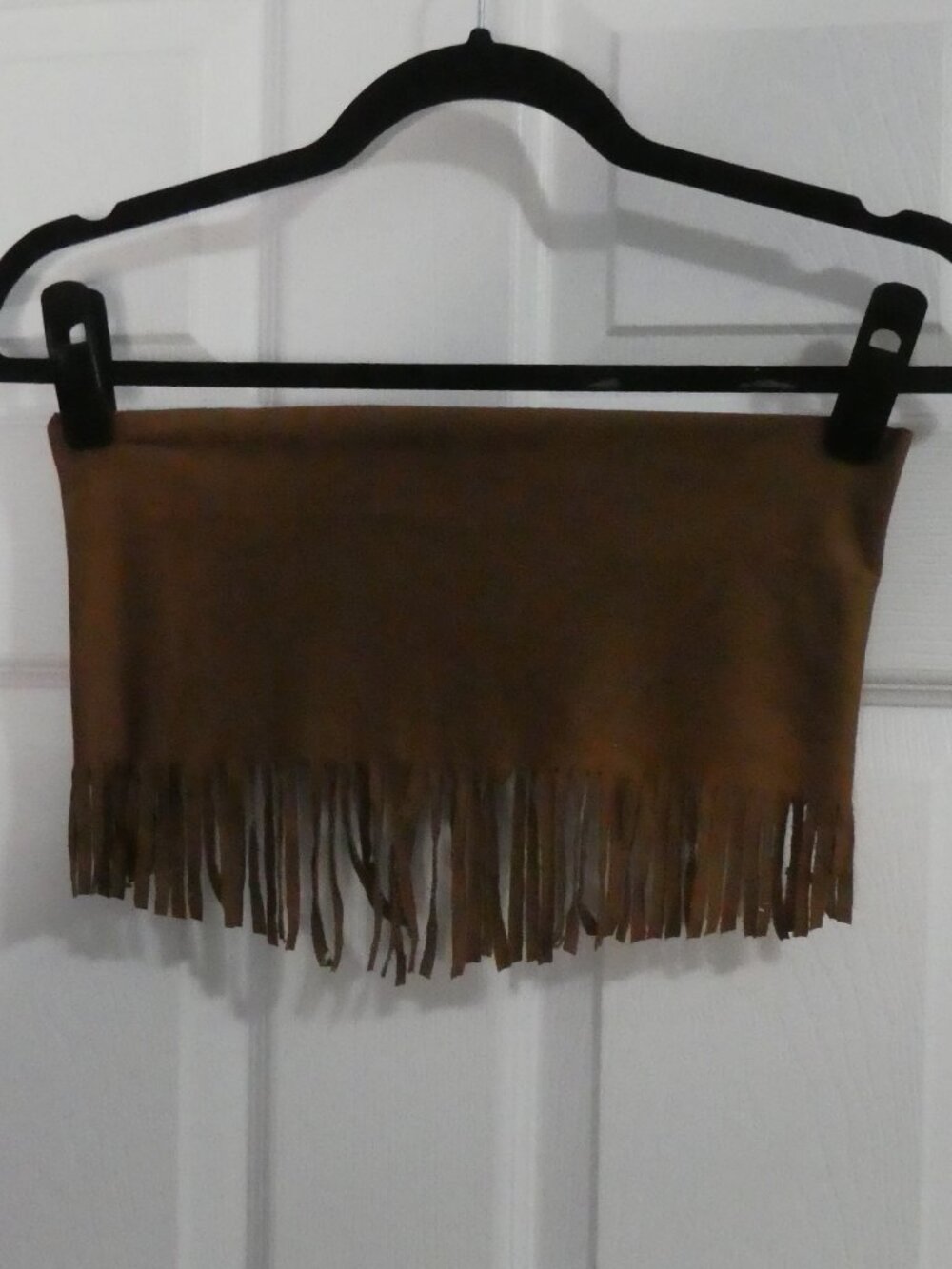 JUSTICE Girls Brown Faux Suede Fringe Infinity Scarf Tube Top - size 16